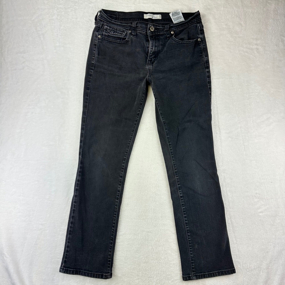 Levis Straight Leg Womens 505 Straight 8 Black Denim Jeans Stretch Cotton